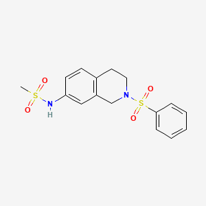 molecular formula C16H18N2O4S2 B2693280 N-(2-(phenylsulfonyl)-1,2,3,4-tetrahydroisoquinolin-7-yl)methanesulfonamide CAS No. 954635-15-5