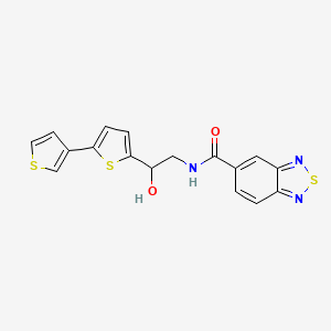 molecular formula C17H13N3O2S3 B2693317 N-(2-([2,3'-bithiophen]-5-yl)-2-hydroxyethyl)benzo[c][1,2,5]thiadiazole-5-carboxamide CAS No. 2185590-65-0