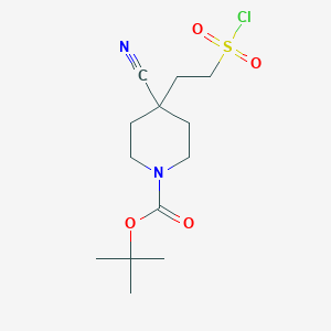 molecular formula C13H21ClN2O4S B2693331 Tert-butyl 4-(2-chlorosulfonylethyl)-4-cyanopiperidine-1-carboxylate CAS No. 2344685-10-3
