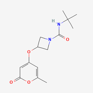 molecular formula C14H20N2O4 B2693398 N-(tert-butyl)-3-((6-methyl-2-oxo-2H-pyran-4-yl)oxy)azetidine-1-carboxamide CAS No. 1787880-21-0