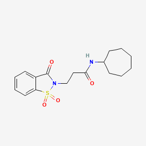 molecular formula C17H22N2O4S B2693428 N-cycloheptyl-3-(1,1,3-trioxo-2,3-dihydro-1lambda6,2-benzothiazol-2-yl)propanamide CAS No. 899757-16-5
