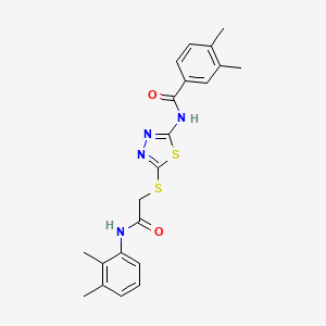 molecular formula C21H22N4O2S2 B2693437 N-[5-({[(2,3-dimethylphenyl)carbamoyl]methyl}sulfanyl)-1,3,4-thiadiazol-2-yl]-3,4-dimethylbenzamide CAS No. 392294-55-2