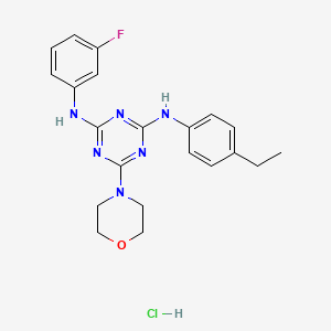 molecular formula C21H24ClFN6O B2693481 N2-(4-ethylphenyl)-N4-(3-fluorophenyl)-6-morpholino-1,3,5-triazine-2,4-diamine hydrochloride CAS No. 1179468-12-2