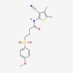 molecular formula C18H20N2O4S2 B2693501 N-(3-cyano-4,5-dimethylthiophen-2-yl)-4-(4-methoxybenzenesulfonyl)butanamide CAS No. 941907-14-8