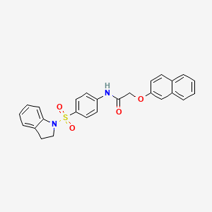 molecular formula C26H22N2O4S B2693533 N-(4-(indolin-1-ylsulfonyl)phenyl)-2-(naphthalen-2-yloxy)acetamide CAS No. 315248-86-3