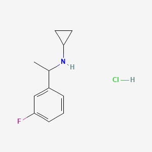 molecular formula C11H15ClFN B2693538 N-[1-(3-Fluorophenyl)ethyl]cyclopropanamine hydrochloride CAS No. 2379918-51-9