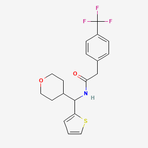 molecular formula C19H20F3NO2S B2693544 N-[(oxan-4-yl)(thiophen-2-yl)methyl]-2-[4-(trifluoromethyl)phenyl]acetamide CAS No. 2309584-89-0