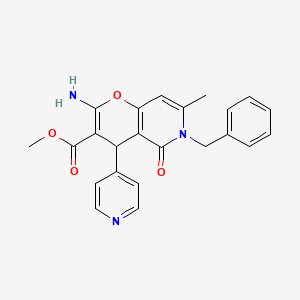 molecular formula C23H21N3O4 B2693564 methyl 2-amino-6-benzyl-7-methyl-5-oxo-4-(pyridin-4-yl)-4H,5H,6H-pyrano[3,2-c]pyridine-3-carboxylate CAS No. 758702-51-1