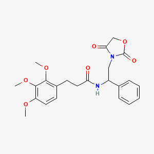 molecular formula C23H26N2O7 B2693572 N-[2-(2,4-dioxo-1,3-oxazolidin-3-yl)-1-phenylethyl]-3-(2,3,4-trimethoxyphenyl)propanamide CAS No. 2034564-31-1