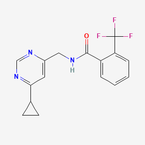 molecular formula C16H14F3N3O B2693583 N-[(6-cyclopropylpyrimidin-4-yl)methyl]-2-(trifluoromethyl)benzamide CAS No. 2176201-34-4