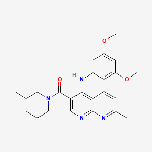 molecular formula C24H28N4O3 B2693593 N-(3,5-dimethoxyphenyl)-7-methyl-3-(3-methylpiperidine-1-carbonyl)-1,8-naphthyridin-4-amine CAS No. 1251624-35-7