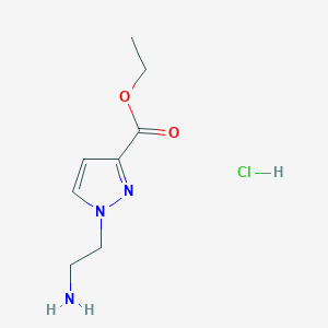molecular formula C8H14ClN3O2 B2693631 ethyl 1-(2-aminoethyl)-1H-pyrazole-3-carboxylate hydrochloride CAS No. 2344679-88-3