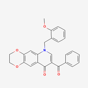 molecular formula C26H21NO5 B2693641 8-benzoyl-6-[(2-methoxyphenyl)methyl]-2H,3H,6H,9H-[1,4]dioxino[2,3-g]quinolin-9-one CAS No. 866727-34-6