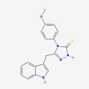 molecular formula C18H16N4OS B2693655 5-(Indol-3-ylmethyl)-4-(4-methoxyphenyl)-1,2,4-triazole-3-thiol CAS No. 1024523-01-0