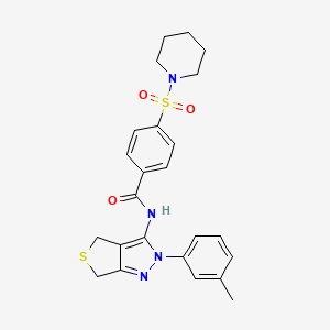 molecular formula C24H26N4O3S2 B2693662 N-[2-(3-methylphenyl)-2H,4H,6H-thieno[3,4-c]pyrazol-3-yl]-4-(piperidine-1-sulfonyl)benzamide CAS No. 392288-84-5