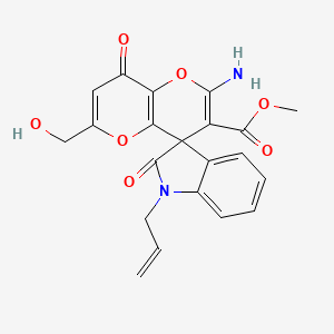molecular formula C21H18N2O7 B2693693 methyl 1-allyl-2'-amino-6'-(hydroxymethyl)-2,8'-dioxo-8'H-spiro[indoline-3,4'-pyrano[3,2-b]pyran]-3'-carboxylate CAS No. 884214-79-3