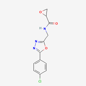 molecular formula C12H10ClN3O3 B2693732 N-[[5-(4-Chlorophenyl)-1,3,4-oxadiazol-2-yl]methyl]oxirane-2-carboxamide CAS No. 2418712-25-9