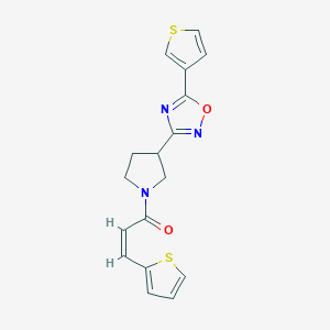 (Z)-3-(thiophen-2-yl)-1-(3-(5-(thiophen-3-yl)-1,2,4-oxadiazol-3-yl)pyrrolidin-1-yl)prop-2-en-1-one