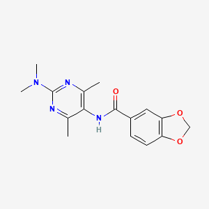 N-(2-(dimethylamino)-4,6-dimethylpyrimidin-5-yl)benzo[d][1,3]dioxole-5-carboxamide