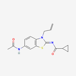 molecular formula C16H17N3O2S B2693759 N-[(2Z)-6-acetamido-3-(prop-2-en-1-yl)-2,3-dihydro-1,3-benzothiazol-2-ylidene]cyclopropanecarboxamide CAS No. 1164474-44-5