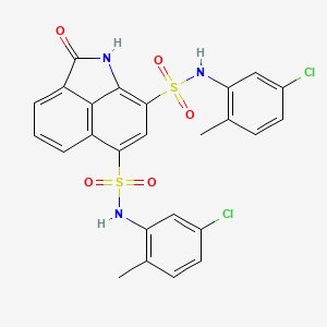 molecular formula C25H19Cl2N3O5S2 B2693806 N9,N11-bis(5-chloro-2-methylphenyl)-3-oxo-2-azatricyclo[6.3.1.0^{4,12}]dodeca-1(11),4,6,8(12),9-pentaene-9,11-disulfonamide CAS No. 442553-70-0