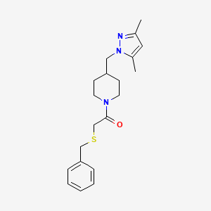 2-(benzylthio)-1-(4-((3,5-dimethyl-1H-pyrazol-1-yl)methyl)piperidin-1-yl)ethanone