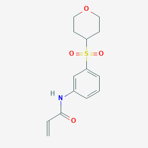 molecular formula C14H17NO4S B2693825 N-[3-(oxane-4-sulfonyl)phenyl]prop-2-enamide CAS No. 2361746-90-7