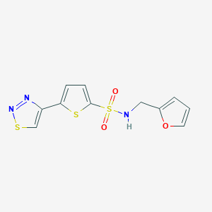 molecular formula C11H9N3O3S3 B2693834 N-(2-furylmethyl)-5-(1,2,3-thiadiazol-4-yl)-2-thiophenesulfonamide CAS No. 320421-95-2