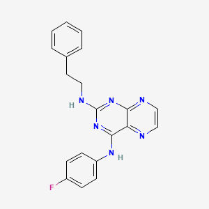 molecular formula C20H17FN6 B2693891 N4-(4-fluorophenyl)-N2-phenethylpteridine-2,4-diamine CAS No. 946348-09-0