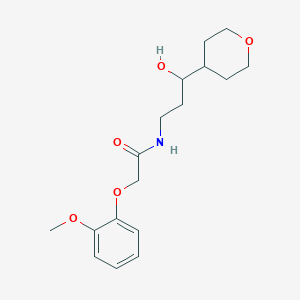 molecular formula C17H25NO5 B2693893 N-[3-hydroxy-3-(oxan-4-yl)propyl]-2-(2-methoxyphenoxy)acetamide CAS No. 2034484-05-2
