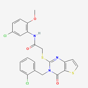 molecular formula C22H17Cl2N3O3S2 B2693899 N-(5-chloro-2-methoxyphenyl)-2-((3-(2-chlorobenzyl)-4-oxo-3,4-dihydrothieno[3,2-d]pyrimidin-2-yl)thio)acetamide CAS No. 1795084-82-0