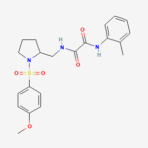 molecular formula C21H25N3O5S B2693901 N-{[1-(4-methoxybenzenesulfonyl)pyrrolidin-2-yl]methyl}-N'-(2-methylphenyl)ethanediamide CAS No. 896292-76-5