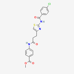 molecular formula C21H18ClN3O4S B2693904 Methyl 4-(3-(2-(4-chlorobenzamido)thiazol-4-yl)propanamido)benzoate CAS No. 1040654-53-2