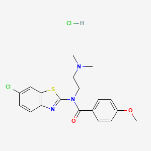molecular formula C19H21Cl2N3O2S B2693905 N-(6-chlorobenzo[d]thiazol-2-yl)-N-(2-(dimethylamino)ethyl)-4-methoxybenzamide hydrochloride CAS No. 1216622-93-3