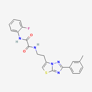 molecular formula C21H18FN5O2S B2693946 N1-(2-fluorophenyl)-N2-(2-(2-(m-tolyl)thiazolo[3,2-b][1,2,4]triazol-6-yl)ethyl)oxalamide CAS No. 894039-52-2