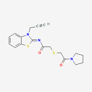 (Z)-2-((2-oxo-2-(pyrrolidin-1-yl)ethyl)thio)-N-(3-(prop-2-yn-1-yl)benzo[d]thiazol-2(3H)-ylidene)acetamide
