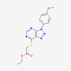 molecular formula C15H15N5O3S B2693965 ethyl 2-((3-(4-methoxyphenyl)-3H-[1,2,3]triazolo[4,5-d]pyrimidin-7-yl)thio)acetate CAS No. 863500-90-7