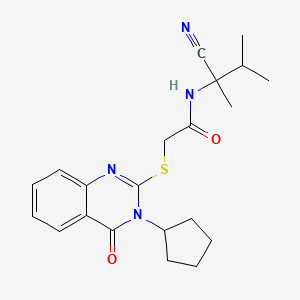 N-(2-cyano-3-methylbutan-2-yl)-2-(3-cyclopentyl-4-oxoquinazolin-2-yl)sulfanylacetamide