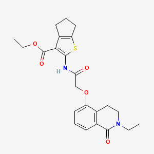 ethyl 2-(2-((2-ethyl-1-oxo-1,2,3,4-tetrahydroisoquinolin-5-yl)oxy)acetamido)-5,6-dihydro-4H-cyclopenta[b]thiophene-3-carboxylate
