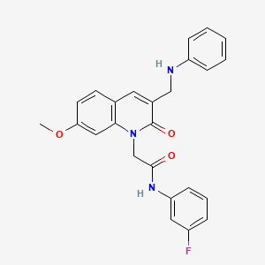 molecular formula C25H22FN3O3 B2693977 N-(3-FLUOROPHENYL)-2-{7-METHOXY-2-OXO-3-[(PHENYLAMINO)METHYL]-1,2-DIHYDROQUINOLIN-1-YL}ACETAMIDE CAS No. 894548-96-0