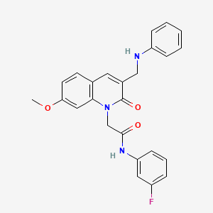 2-[3-(anilinomethyl)-7-methoxy-2-oxoquinolin-1(2H)-yl]-N-(3-fluorophenyl)acetamide