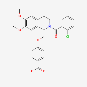 molecular formula C27H26ClNO6 B2693979 methyl 4-{[2-(2-chlorobenzoyl)-6,7-dimethoxy-1,2,3,4-tetrahydroisoquinolin-1-yl]methoxy}benzoate CAS No. 486452-85-1