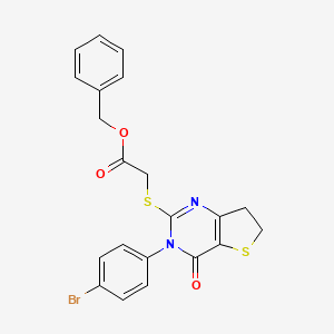 molecular formula C21H17BrN2O3S2 B2694023 benzyl 2-{[3-(4-bromophenyl)-4-oxo-3H,4H,6H,7H-thieno[3,2-d]pyrimidin-2-yl]sulfanyl}acetate CAS No. 687567-49-3