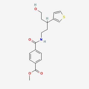 molecular formula C18H21NO4S B2694035 Methyl 4-((5-hydroxy-3-(thiophen-3-yl)pentyl)carbamoyl)benzoate CAS No. 2034540-73-1