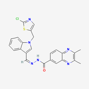 molecular formula C24H19ClN6OS B2694039 N'-[(1Z)-{1-[(2-chloro-1,3-thiazol-5-yl)methyl]-1H-indol-3-yl}methylidene]-2,3-dimethylquinoxaline-6-carbohydrazide CAS No. 860787-43-5
