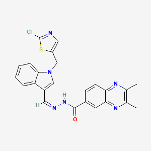 molecular formula C24H19ClN6OS B2694039 N-[(Z)-[1-[(2-chloro-1,3-thiazol-5-yl)methyl]indol-3-yl]methylideneamino]-2,3-dimethylquinoxaline-6-carboxamide CAS No. 860787-43-5