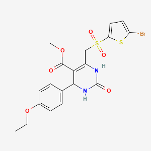 molecular formula C19H19BrN2O6S2 B2694044 Methyl 6-{[(5-bromothiophen-2-yl)sulfonyl]methyl}-4-(4-ethoxyphenyl)-2-oxo-1,2,3,4-tetrahydropyrimidine-5-carboxylate CAS No. 892359-28-3