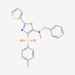 molecular formula C22H20N2O3S2 B2694063 N-benzyl-N-methyl-4-(4-methylbenzenesulfonyl)-2-(thiophen-2-yl)-1,3-oxazol-5-amine CAS No. 627833-67-4