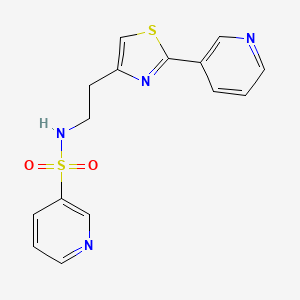 molecular formula C15H14N4O2S2 B2694097 N-(2-(2-(pyridin-3-yl)thiazol-4-yl)ethyl)pyridine-3-sulfonamide CAS No. 863512-00-9