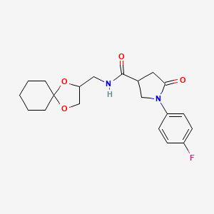 N-(1,4-dioxaspiro[4.5]decan-2-ylmethyl)-1-(4-fluorophenyl)-5-oxopyrrolidine-3-carboxamide